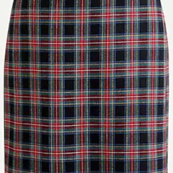 NWT J.Crew Wool Sheath Dress In Black Stewart Plaid 14